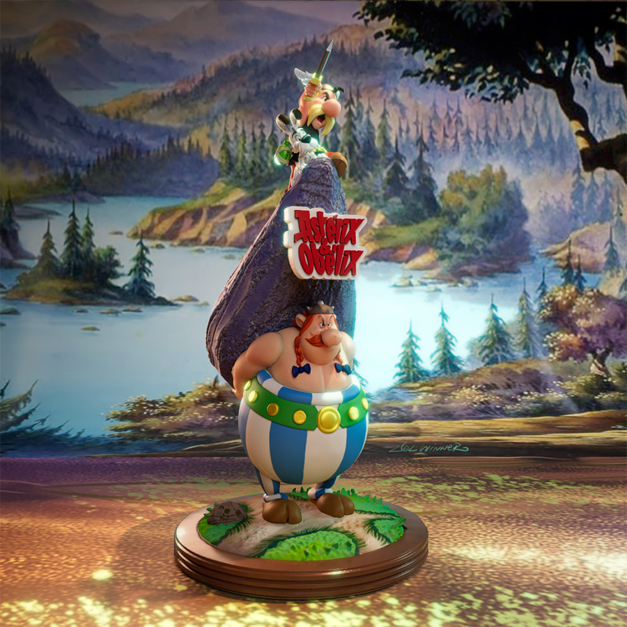 Asterix and Obelix resin figures in classic comic style with expressive poses