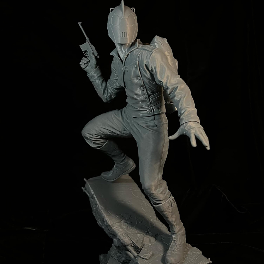 Rocketeer 1/6 scale resin model kit with jetpack and scenic base