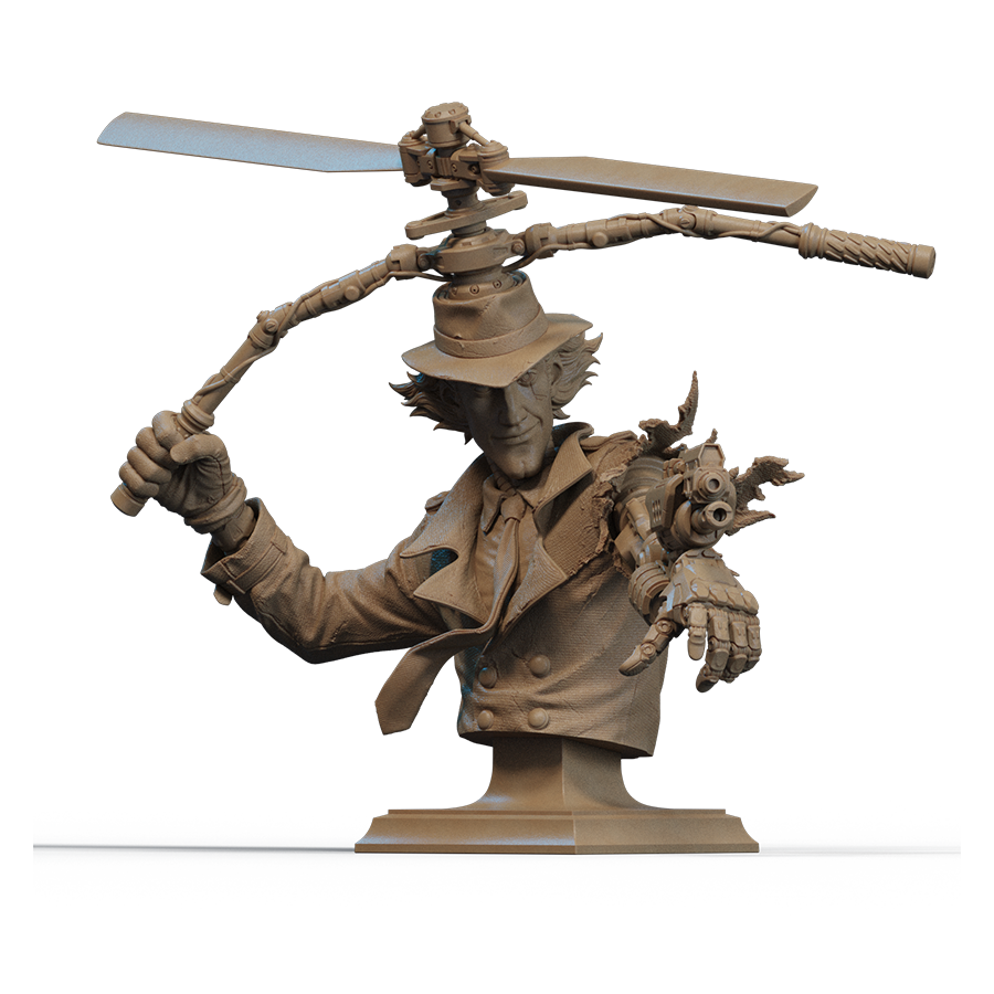 Unpainted resin parts of Inspector Gadget bust with bust and base
