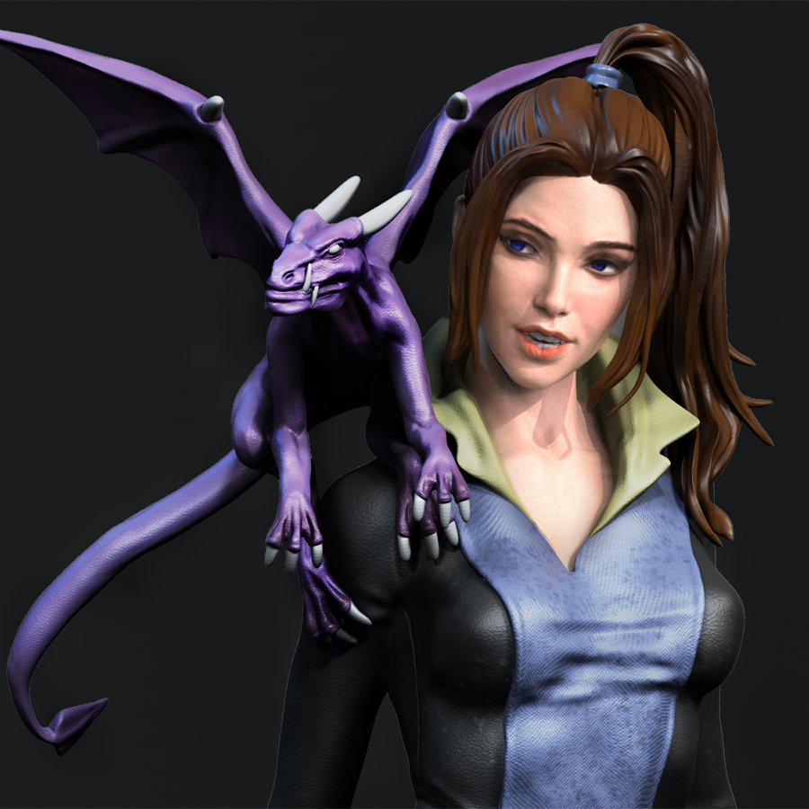 Unpainted Kitty Pryde resin kit in superhero pose