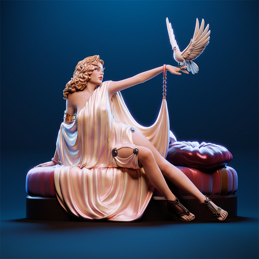 Unassembled parts of pinup resin model showing body and base pieces