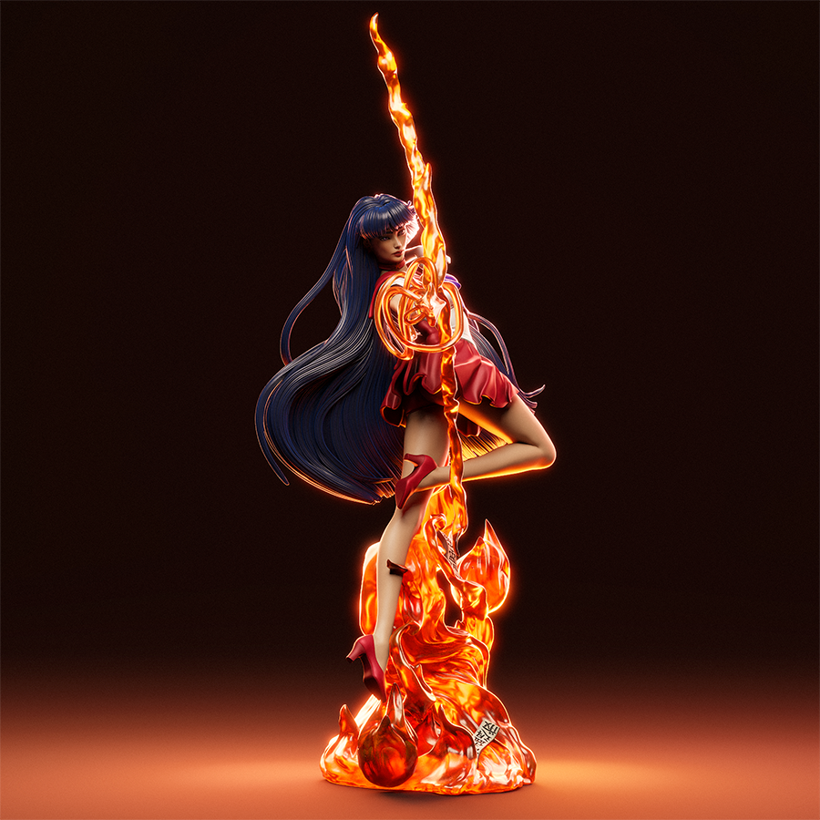 Unassembled resin parts of Rei Hino figure featuring body, base, and accessories