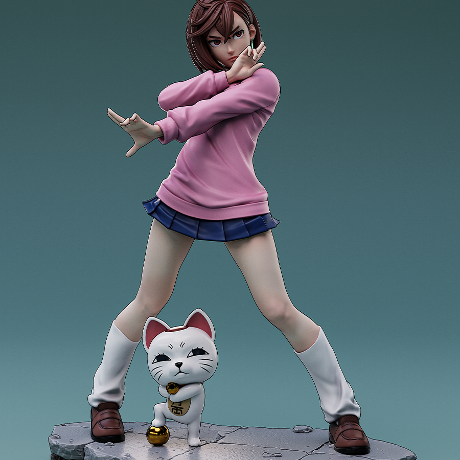 Unassembled Momo Ayase resin kit with detailed character parts