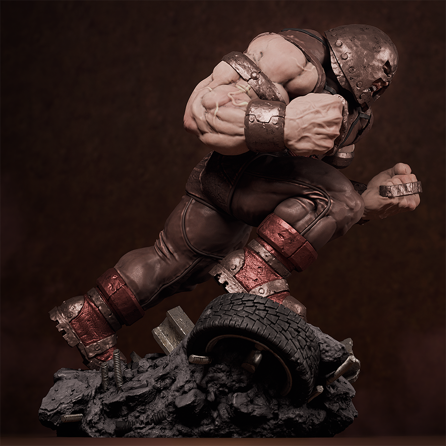 Unassembled Juggernaut resin model parts including helmet and torso