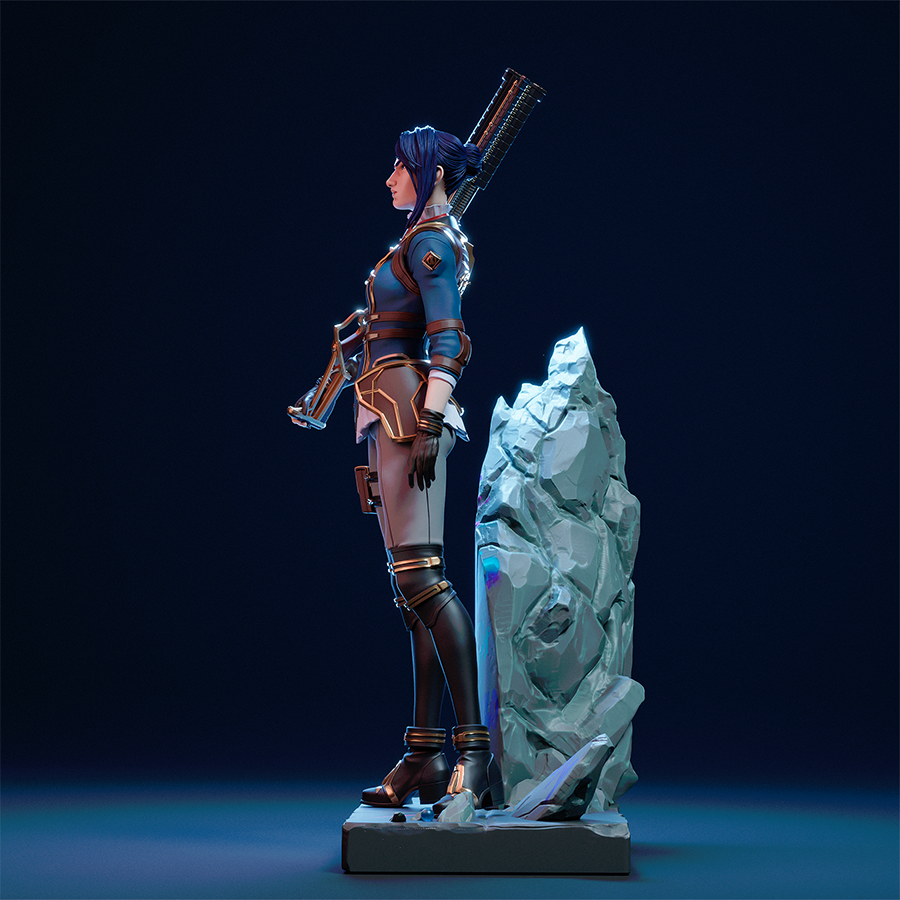 Unpainted Caitlyn resin model kit with rifle and base