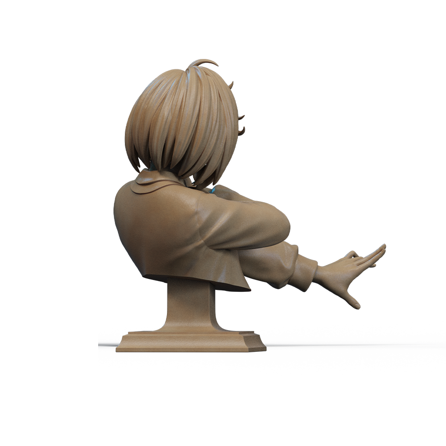 Unpainted resin parts of the Momo Ayase bust including figure and base