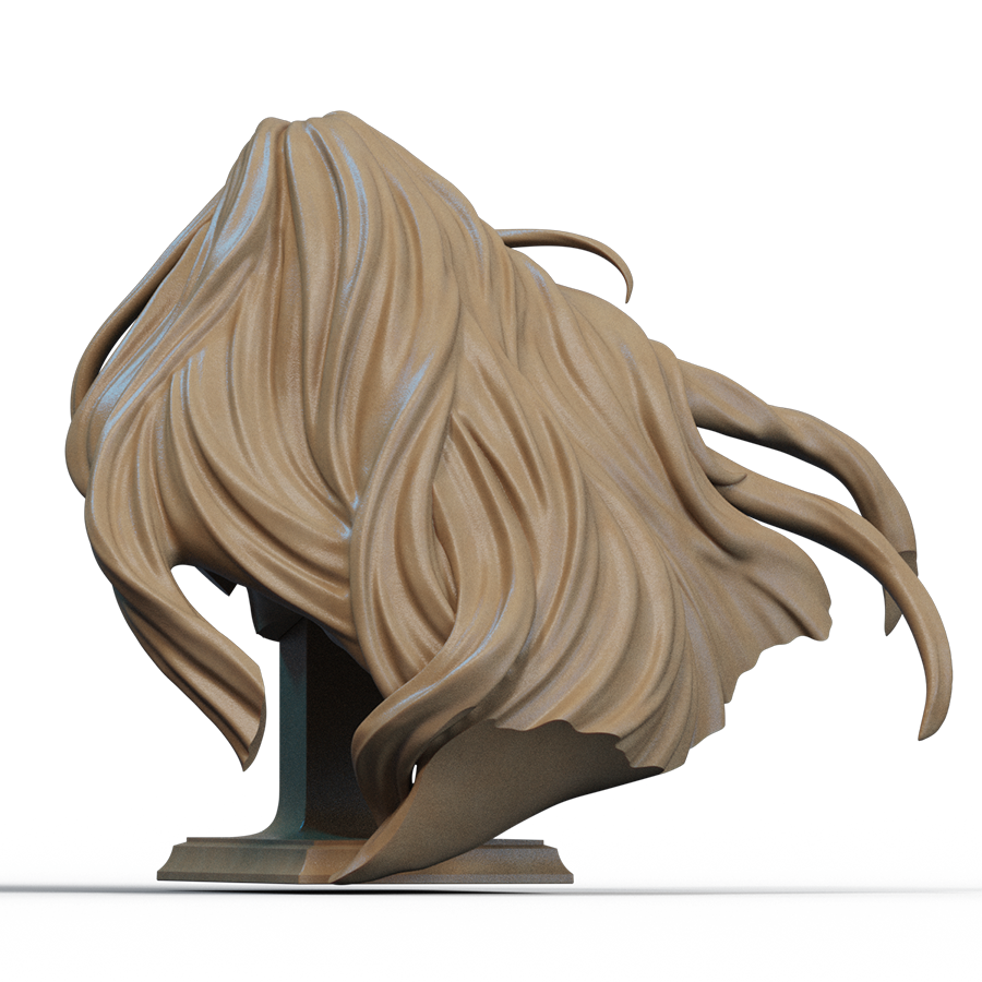 Bust of Medusa from Marvel’s Inhumans with flowing hair and armored costume, sculpted by CA3D