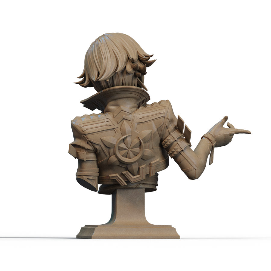 Luna Snow bust with long hair and superhero outfit, inspired by Marvel’s K-pop character, sculpted by CA3D