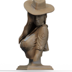 Jessica Rabbit bust in park ranger hat and shirt, stylized resin sculpt by CA3D
