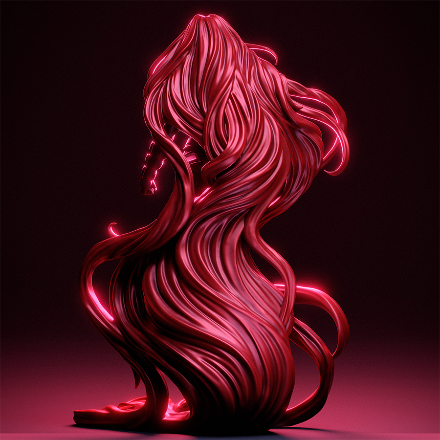 Medusa full figure from Marvel Comics with flowing red hair and heroic pose