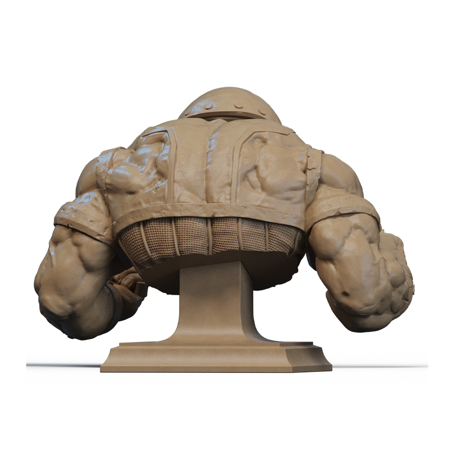 Unpainted resin parts of the Juggernaut bust including bust and display base