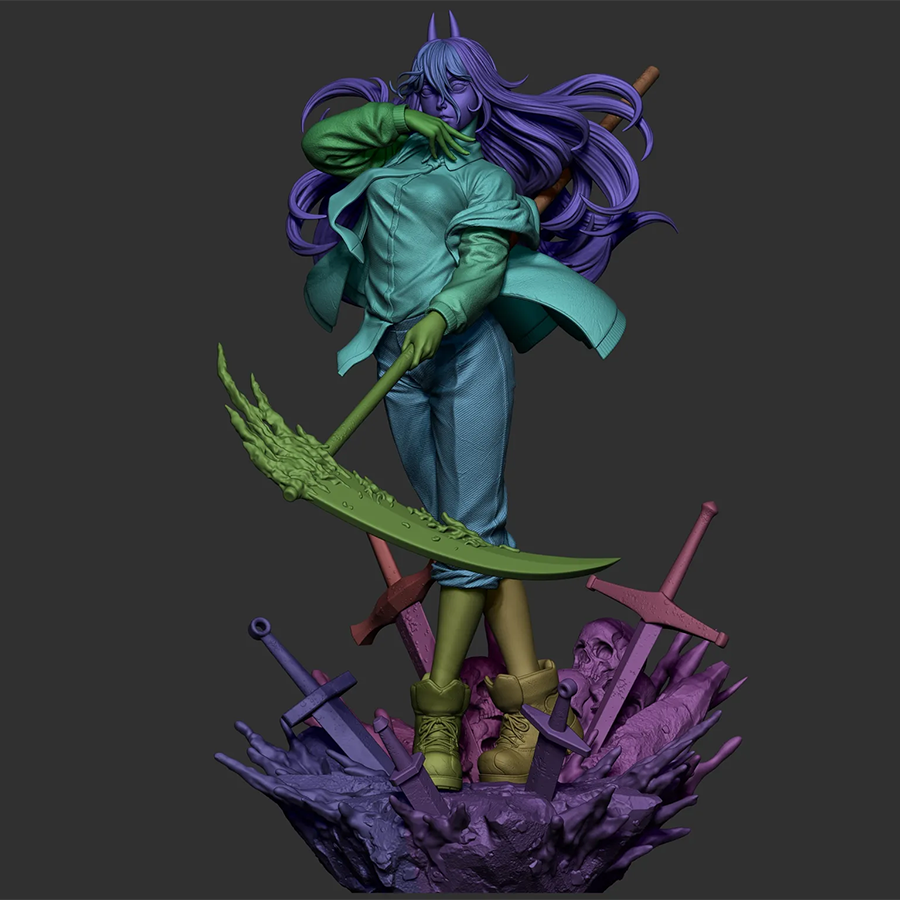 Full resin figure of Power from Chainsaw Man with horns and fierce pose