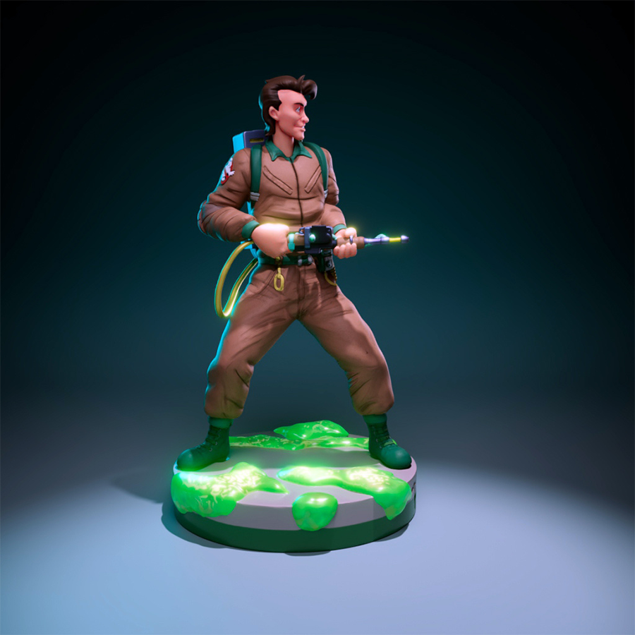 Peter Venkman resin figure from The Real Ghostbusters cartoon in brown jumpsuit