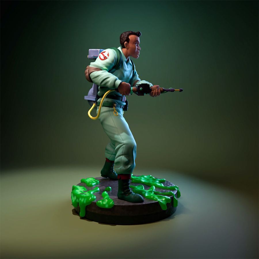 Winston Zeddemore resin figure from The Real Ghostbusters cartoon in jumpsuit and gear