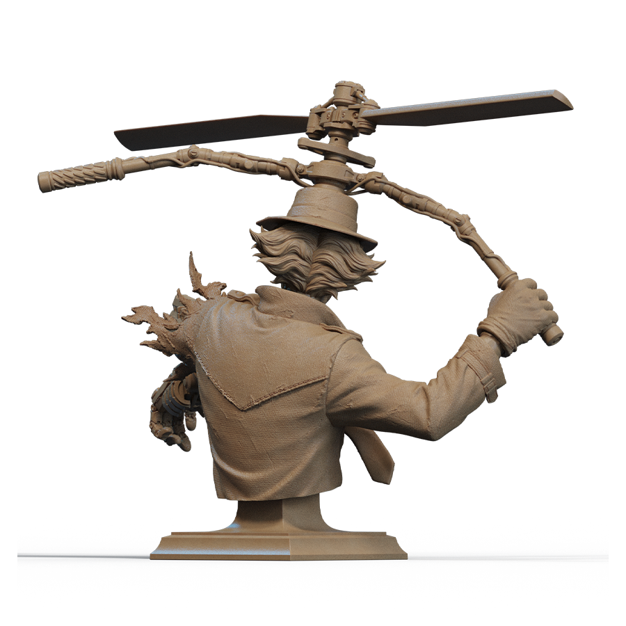 Unpainted resin parts of Inspector Gadget bust with bust and base