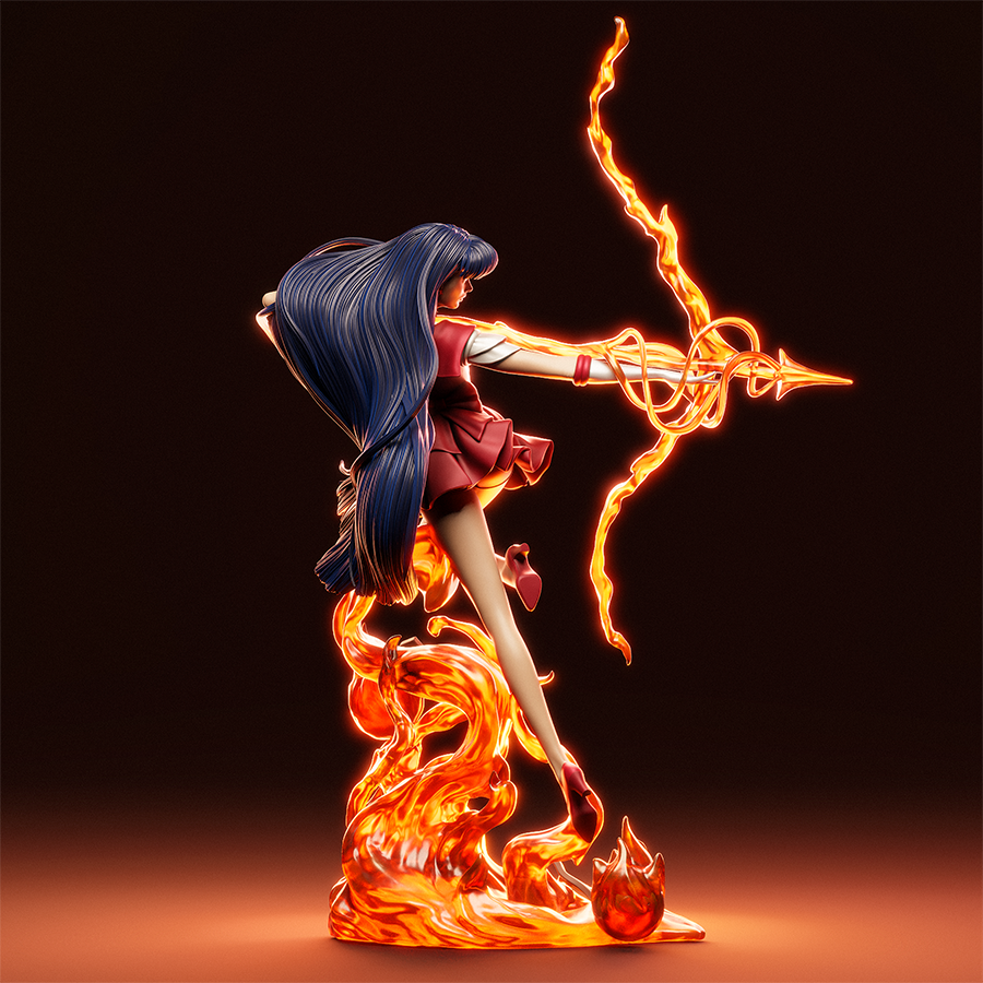 Unassembled resin parts of Rei Hino figure featuring body, base, and accessories