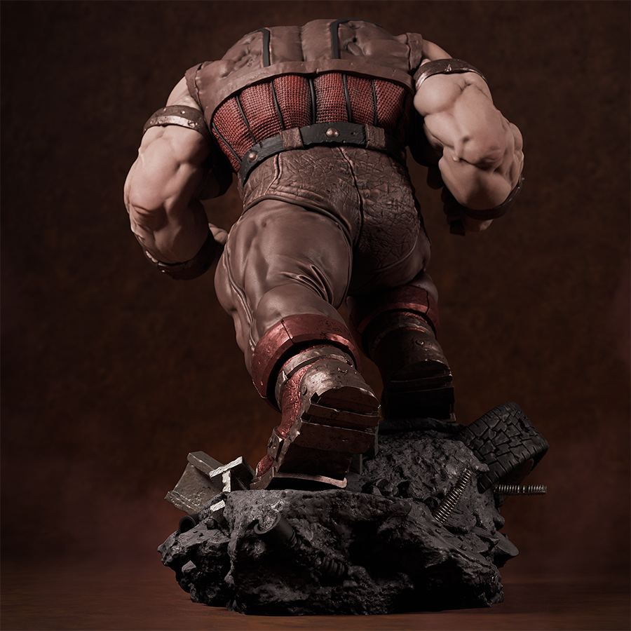 Unassembled Juggernaut resin model parts including helmet and torso