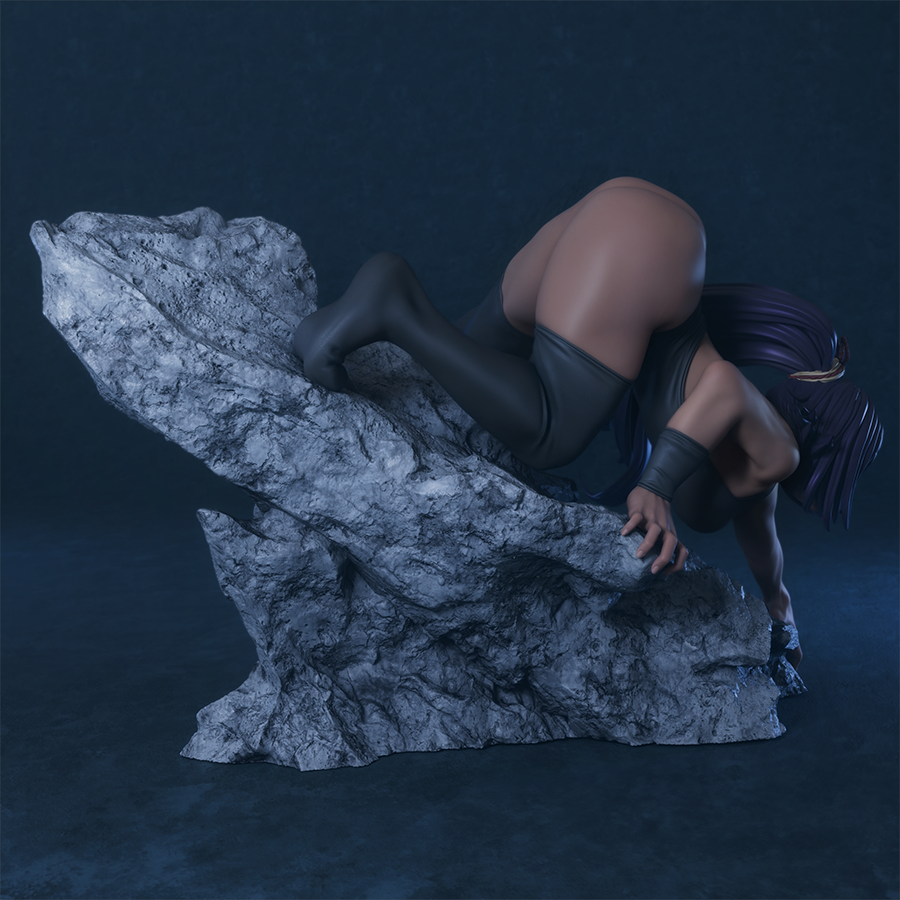 Unpainted Yoruichi resin figure kit with base and detailed sculpt