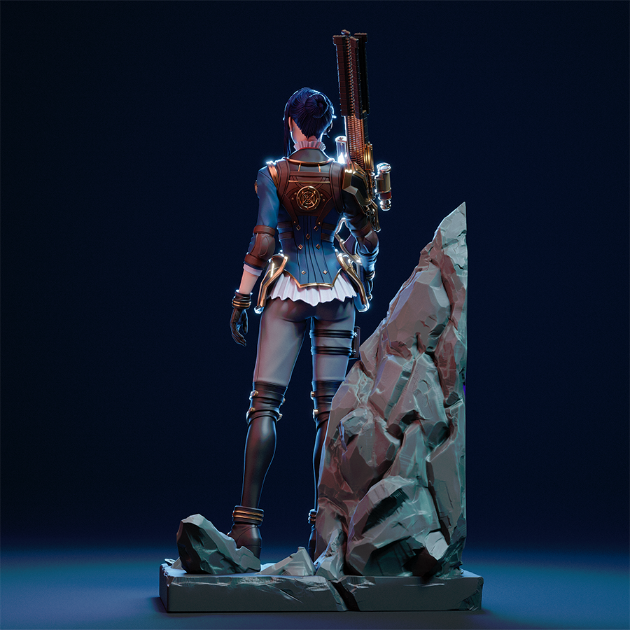 Unpainted Caitlyn resin model kit with rifle and base