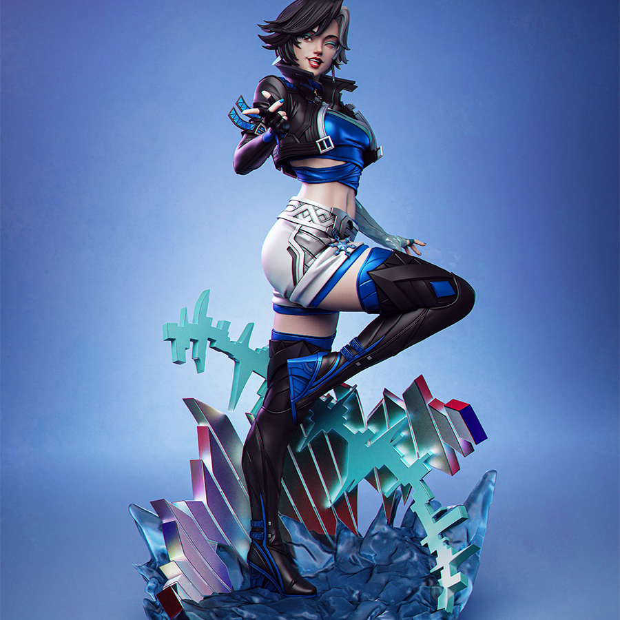 Marvel’s Luna Snow full figure in superhero pose with futuristic details