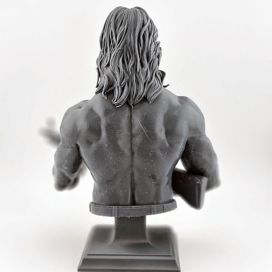 1/6 scale misprint Rambo resin bust by CA3D, unpainted and unassembled, with minor hair detail missing