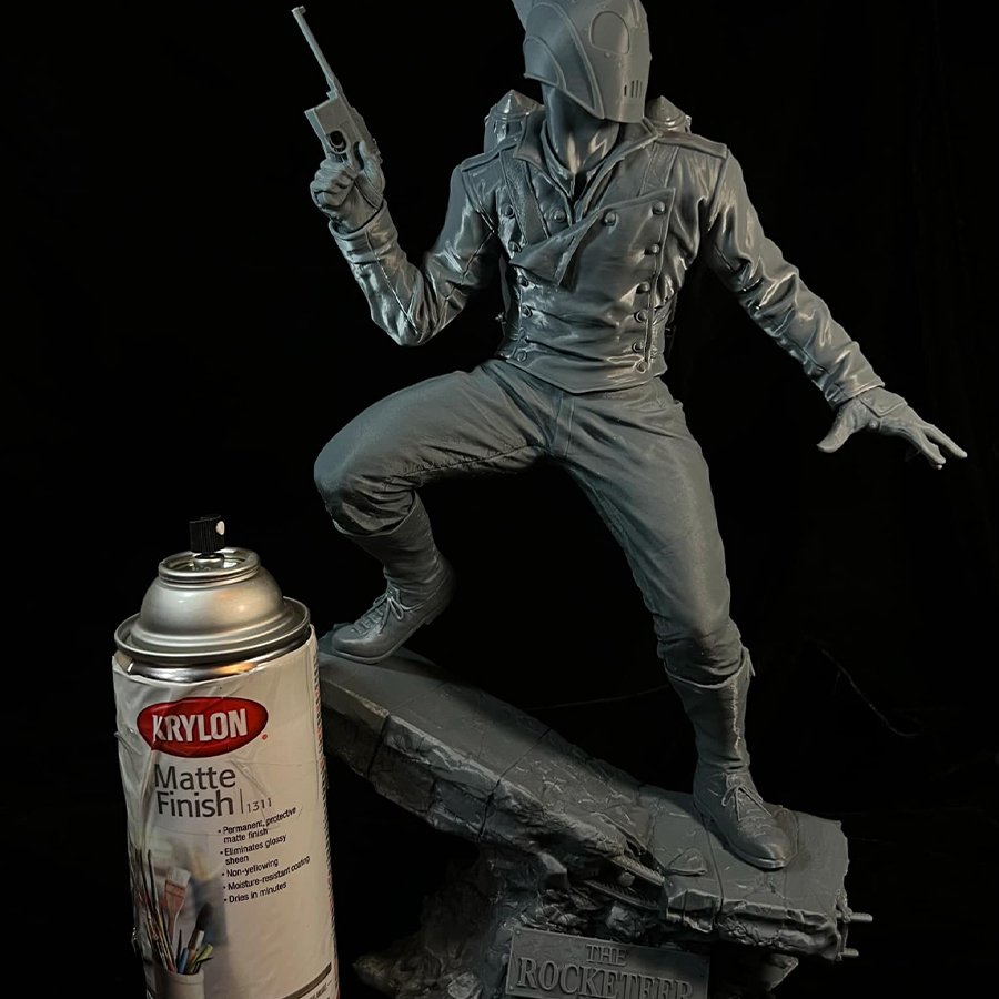 Rocketeer 1/6 scale resin model kit with jetpack and scenic base