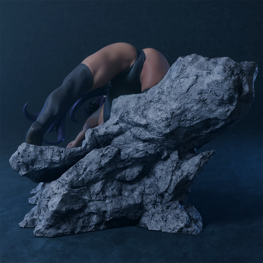 Unpainted Yoruichi resin figure kit with base and detailed sculpt