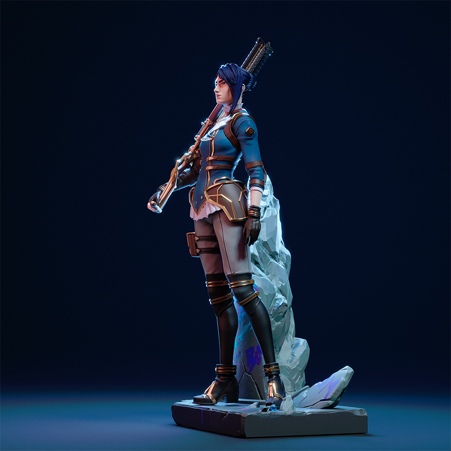 Unpainted Caitlyn resin model kit with rifle and base