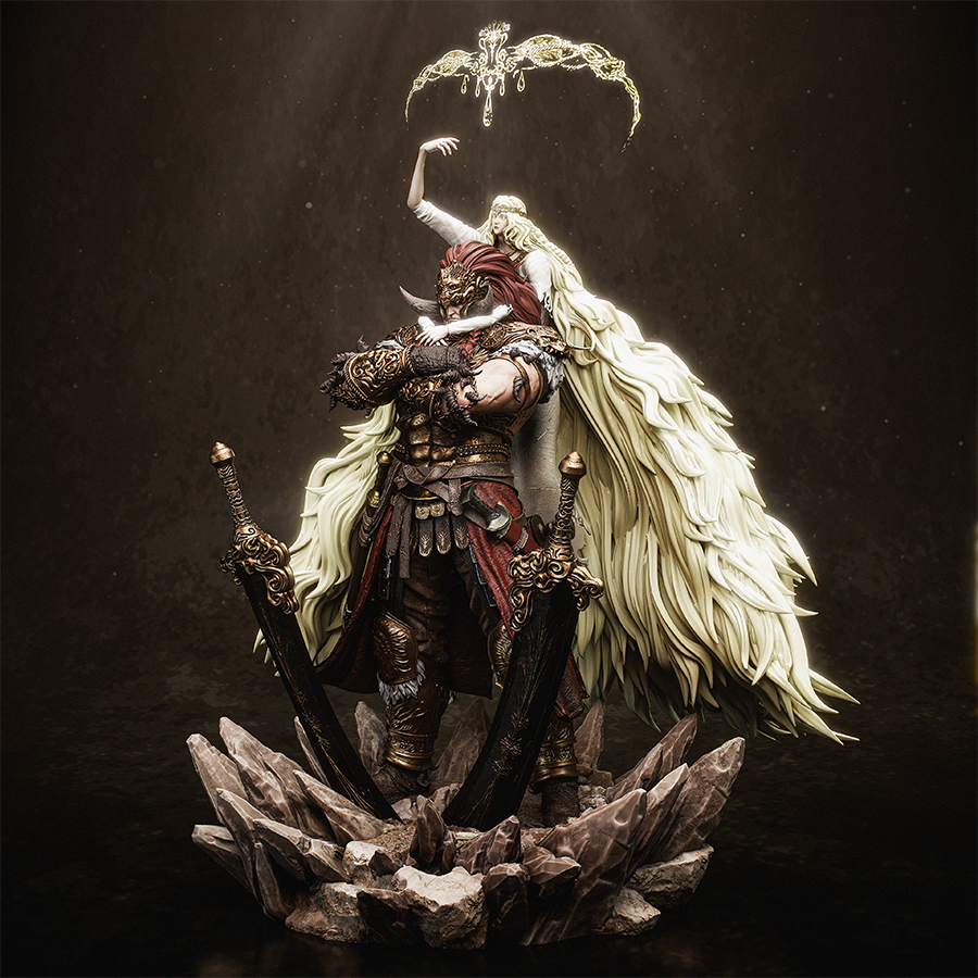 Unpainted Starscourge Radahn resin figure kit with base and armor detail
