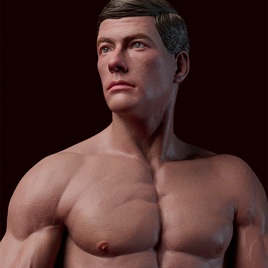 Unpainted Frank Dux resin kit with muscular pose and base