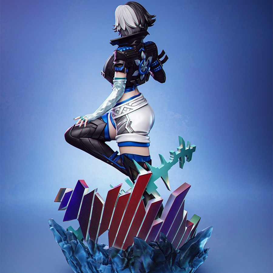 Marvel’s Luna Snow full figure in superhero pose with futuristic details