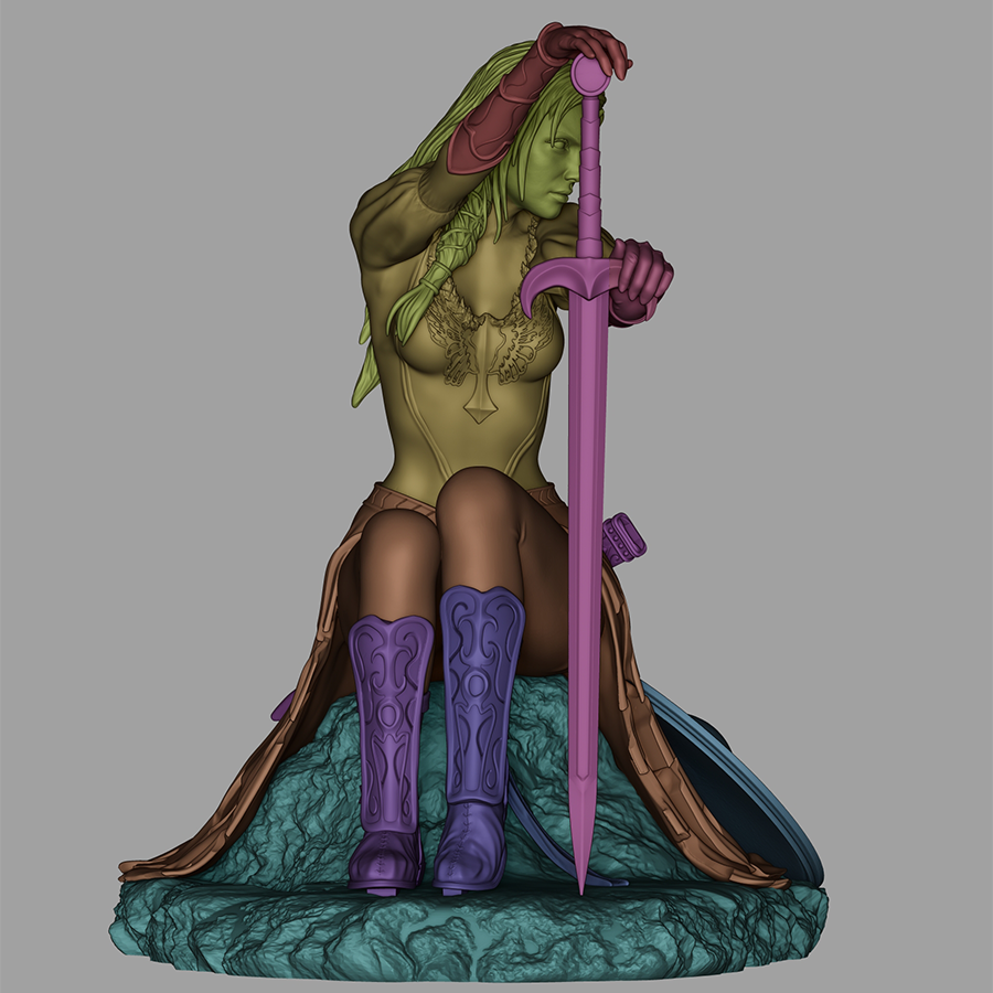 Resin figure of Hera, Queen of the Greek Gods, in flowing robes on a themed base