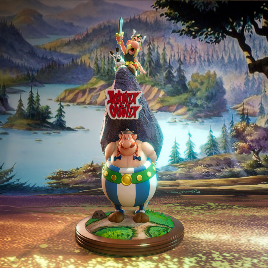 Asterix and Obelix resin figures in classic comic style with expressive poses