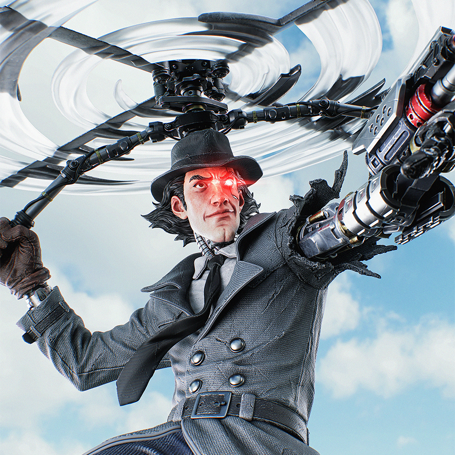 Unassembled resin parts of Inspector Gadget including body and accessories