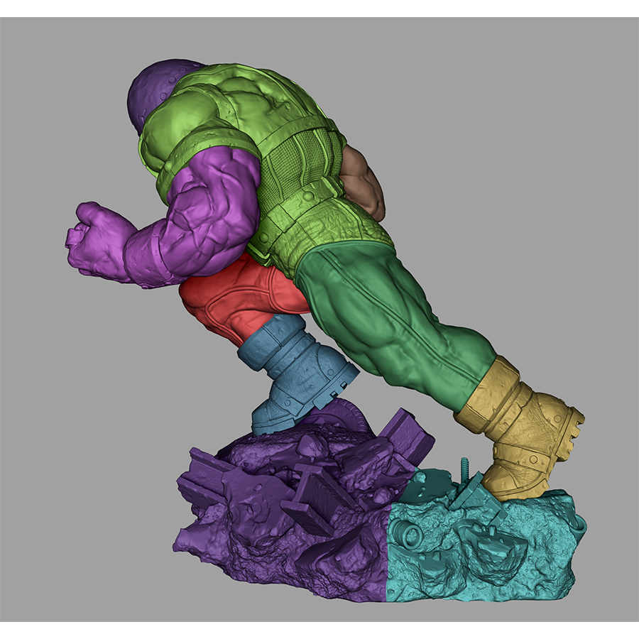 Unassembled Juggernaut resin model parts including helmet and torso