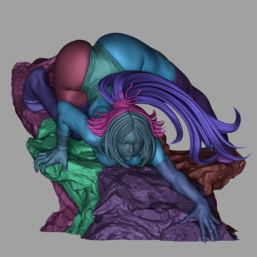 Unpainted Yoruichi resin figure kit with base and detailed sculpt
