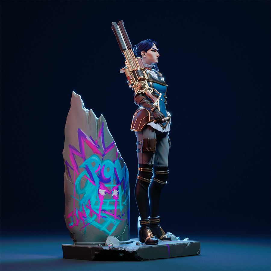 Unpainted Caitlyn resin model kit with rifle and base