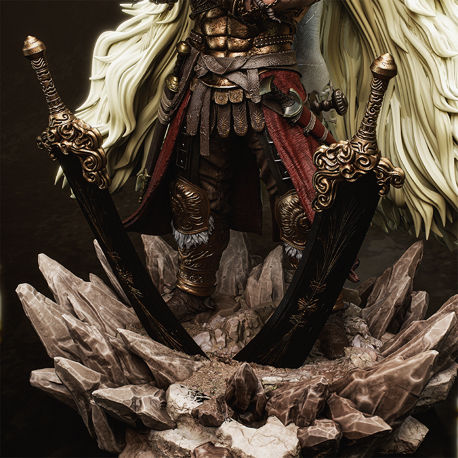 Unpainted Starscourge Radahn resin figure kit with base and armor detail