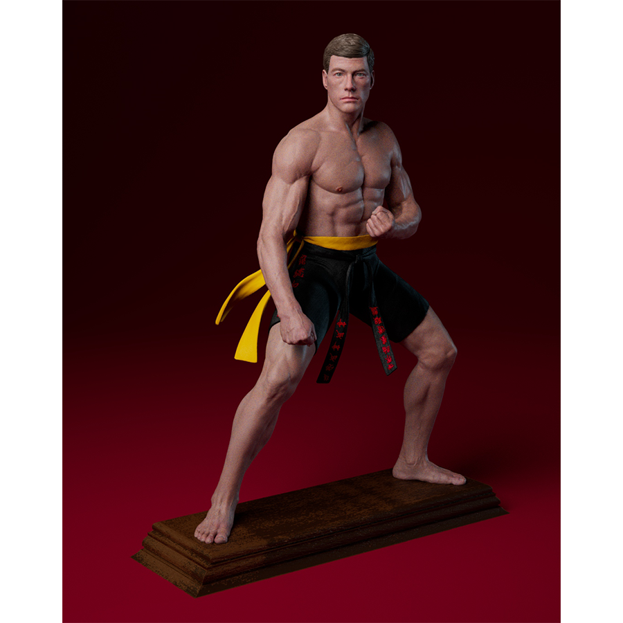Unpainted Frank Dux resin kit with muscular pose and base