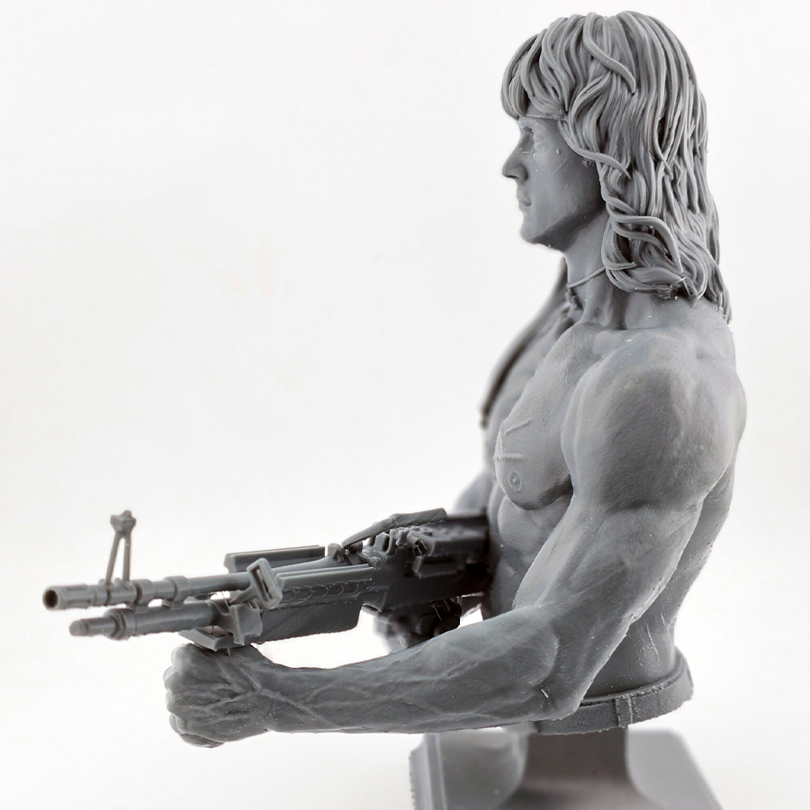 1/6 scale misprint Rambo resin bust by CA3D, unpainted and unassembled, with minor hair detail missing