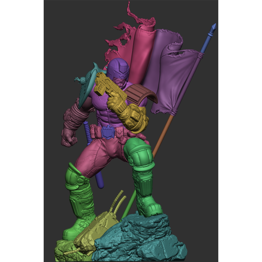 Judge Dredd resin bust with helmet and armor from 2000 AD comics