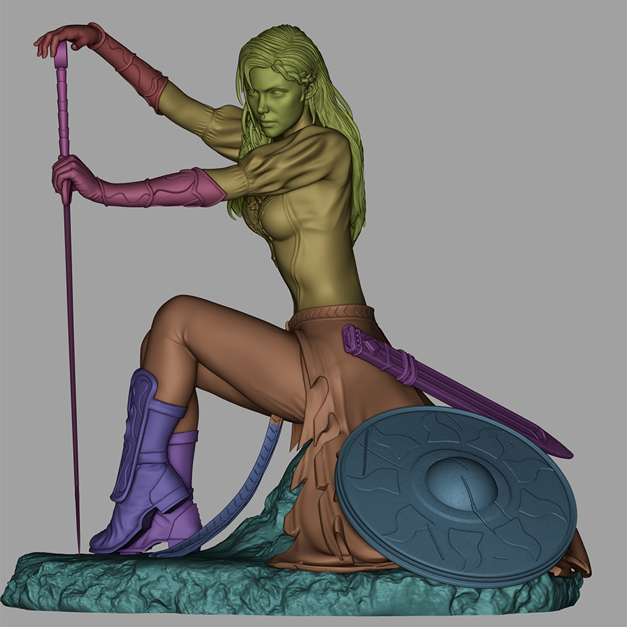 Resin figure of Hera, Queen of the Greek Gods, in flowing robes on a themed base