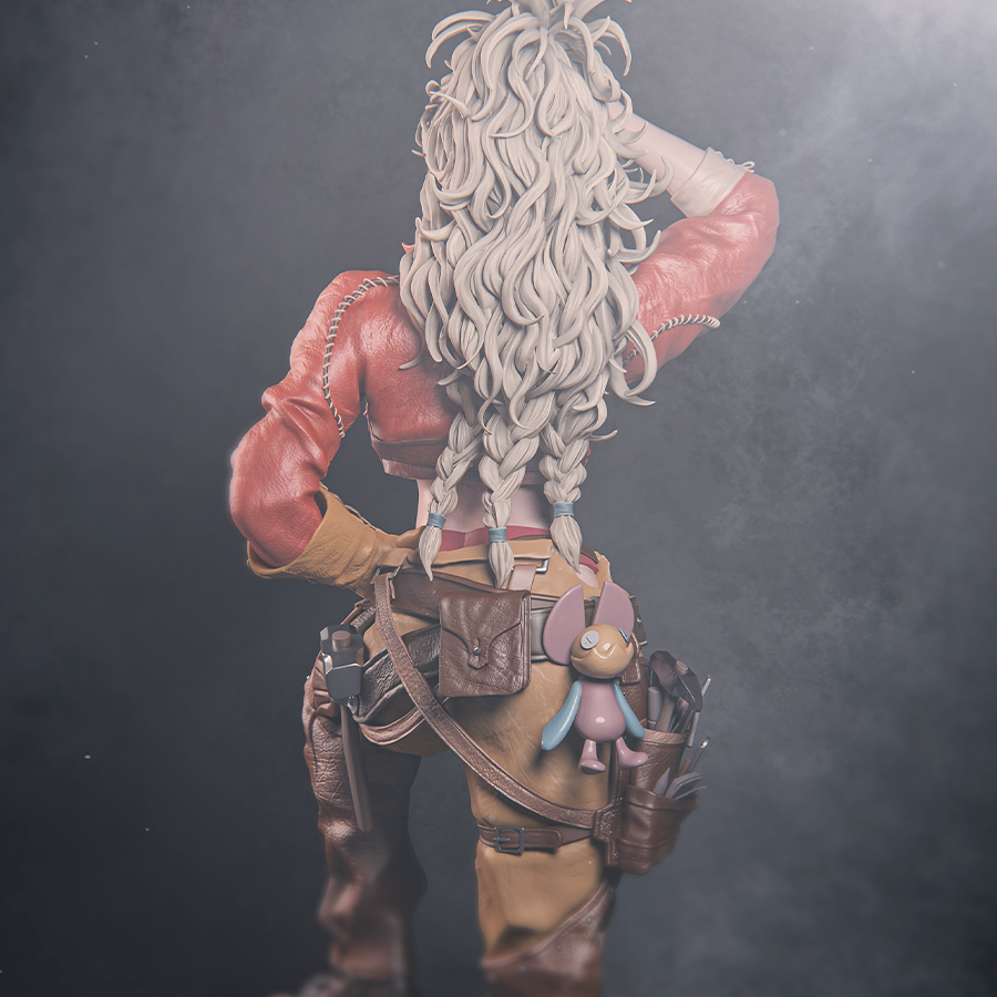 Unpainted Gemma resin model kit with cloak, base, and figure parts