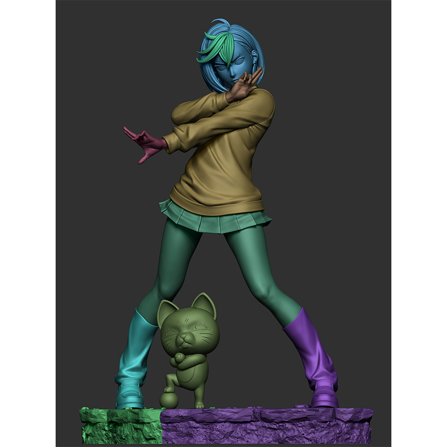 Unassembled Momo Ayase resin kit with detailed character parts