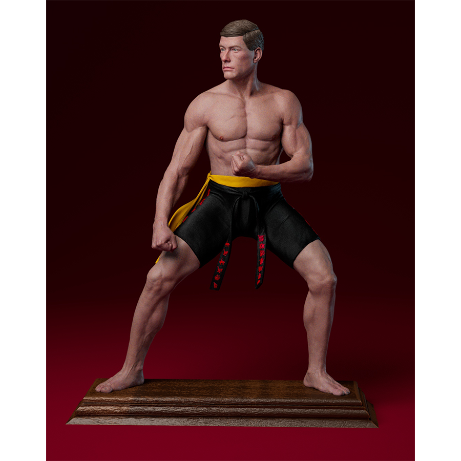 Unpainted Frank Dux resin kit with muscular pose and base