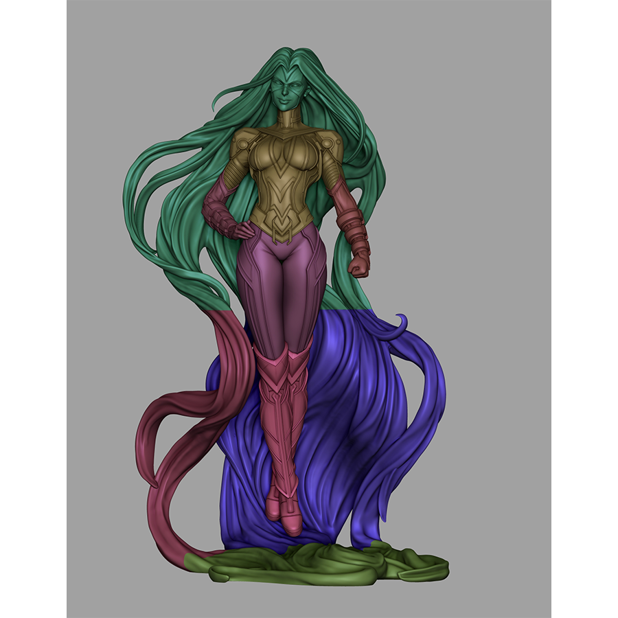 Medusa full figure from Marvel Comics with flowing red hair and heroic pose