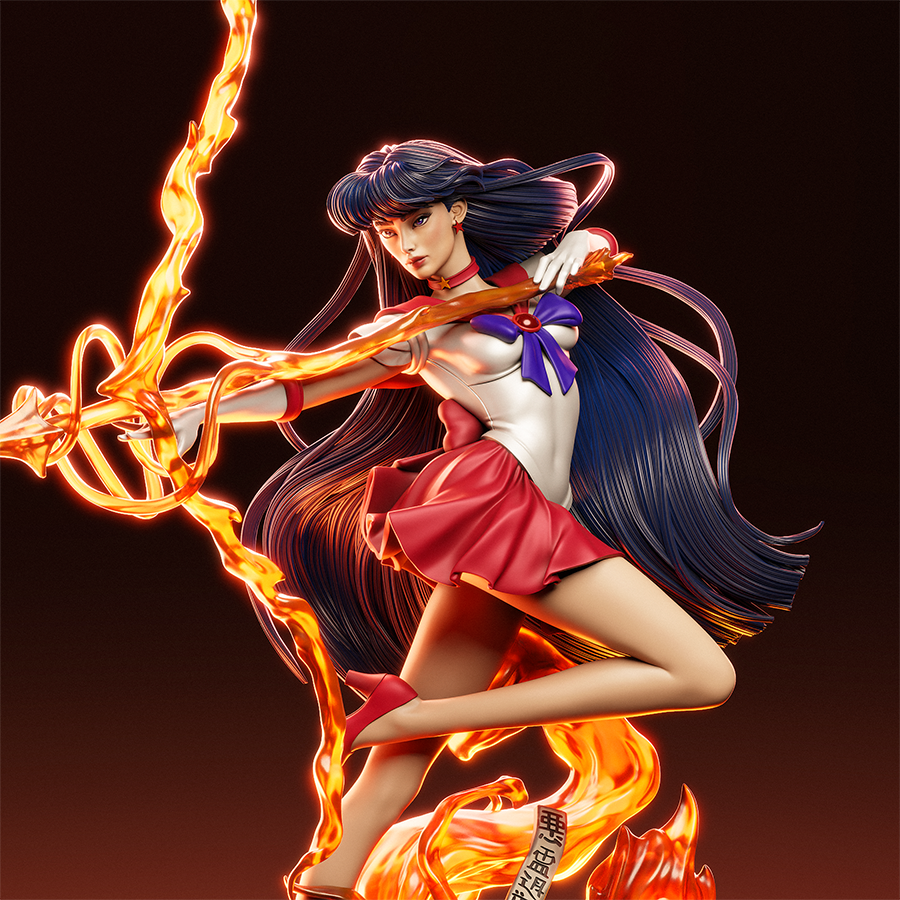 Unassembled resin parts of Rei Hino figure featuring body, base, and accessories