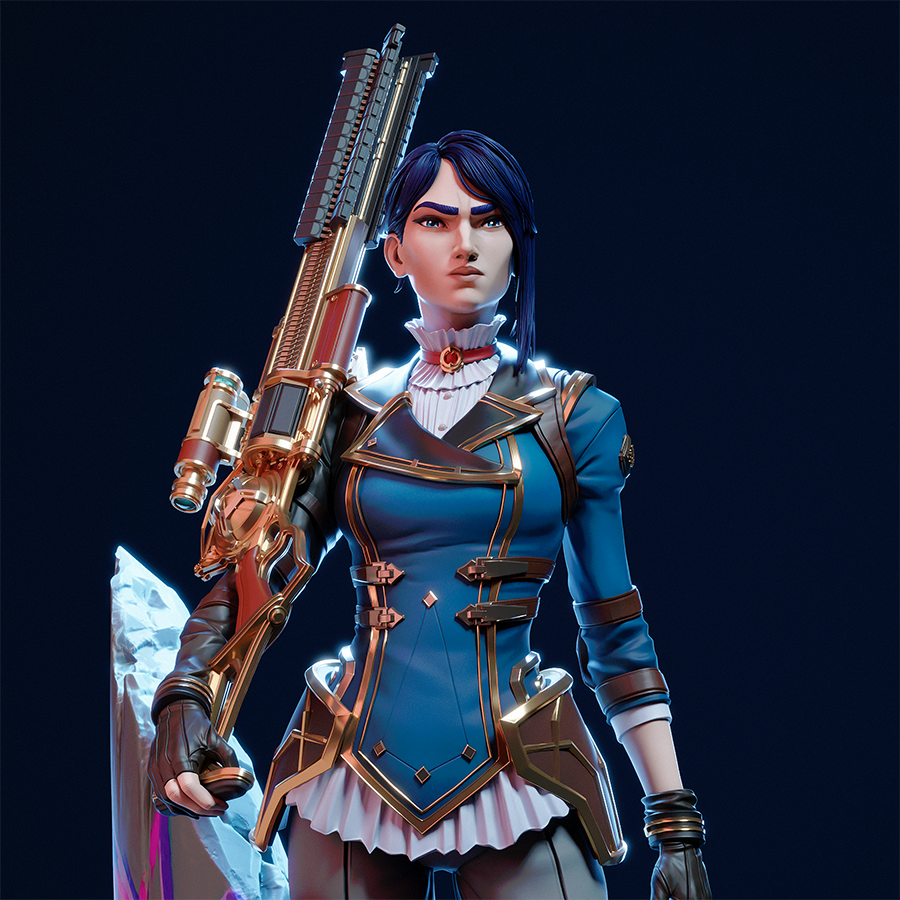 Unpainted Caitlyn resin model kit with rifle and base