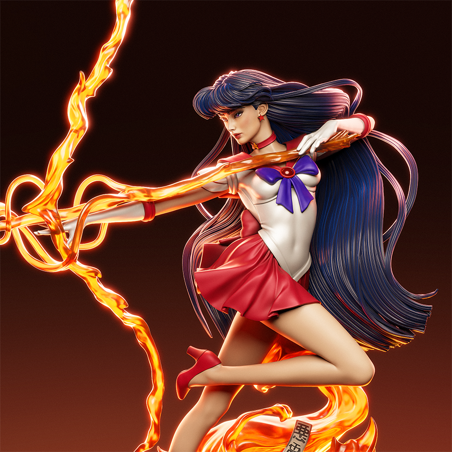 Unassembled resin parts of Rei Hino figure featuring body, base, and accessories