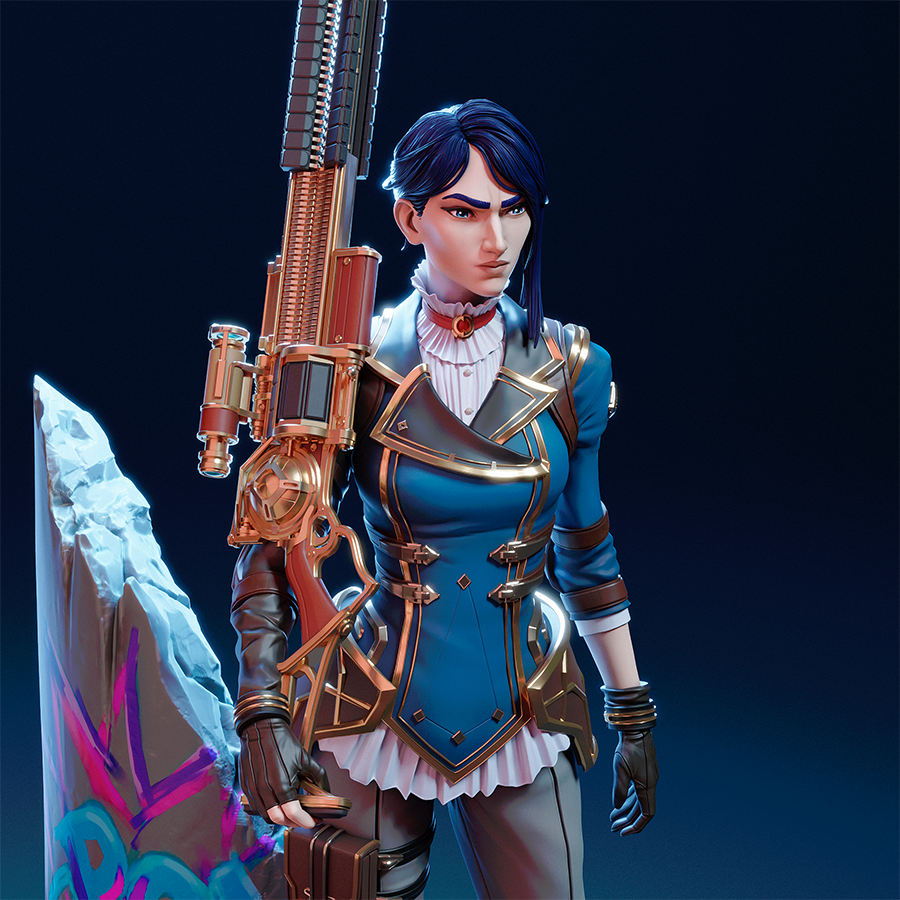 Unpainted Caitlyn resin model kit with rifle and base